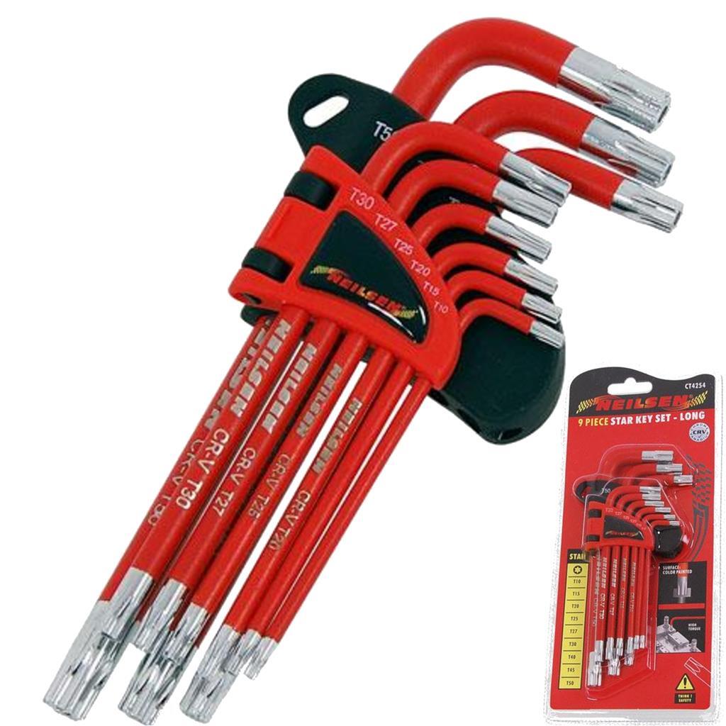 Neilsen 9pc Long Tamperproof Torx Key Set