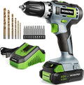 WORKPRO 20V 3/8'' Cordless Drill Driver Kit 2.0 Ah Li-ion Battery 1 Hour Charger