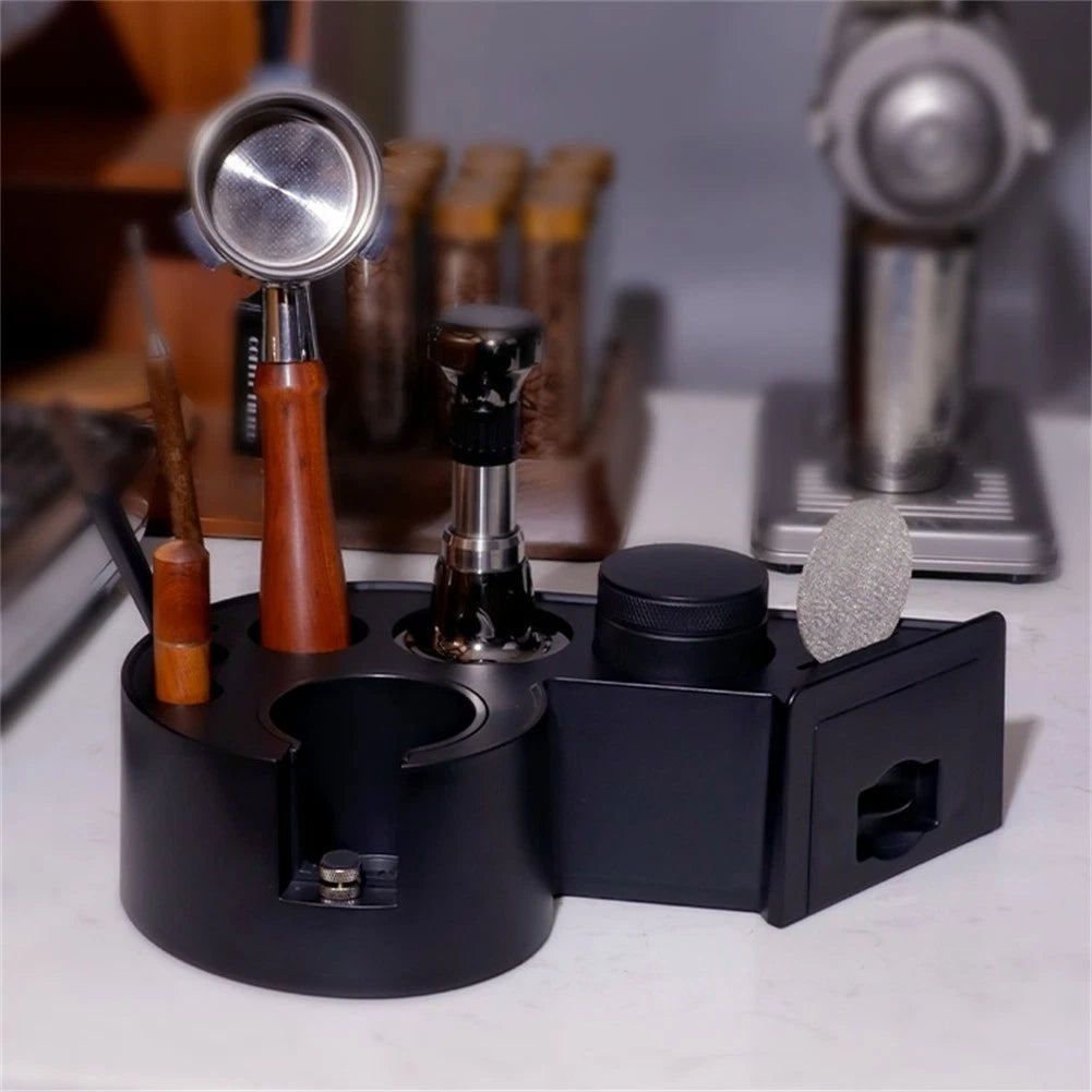 Compact Espresso Tamping Mat With Integrated Storage For Coffee