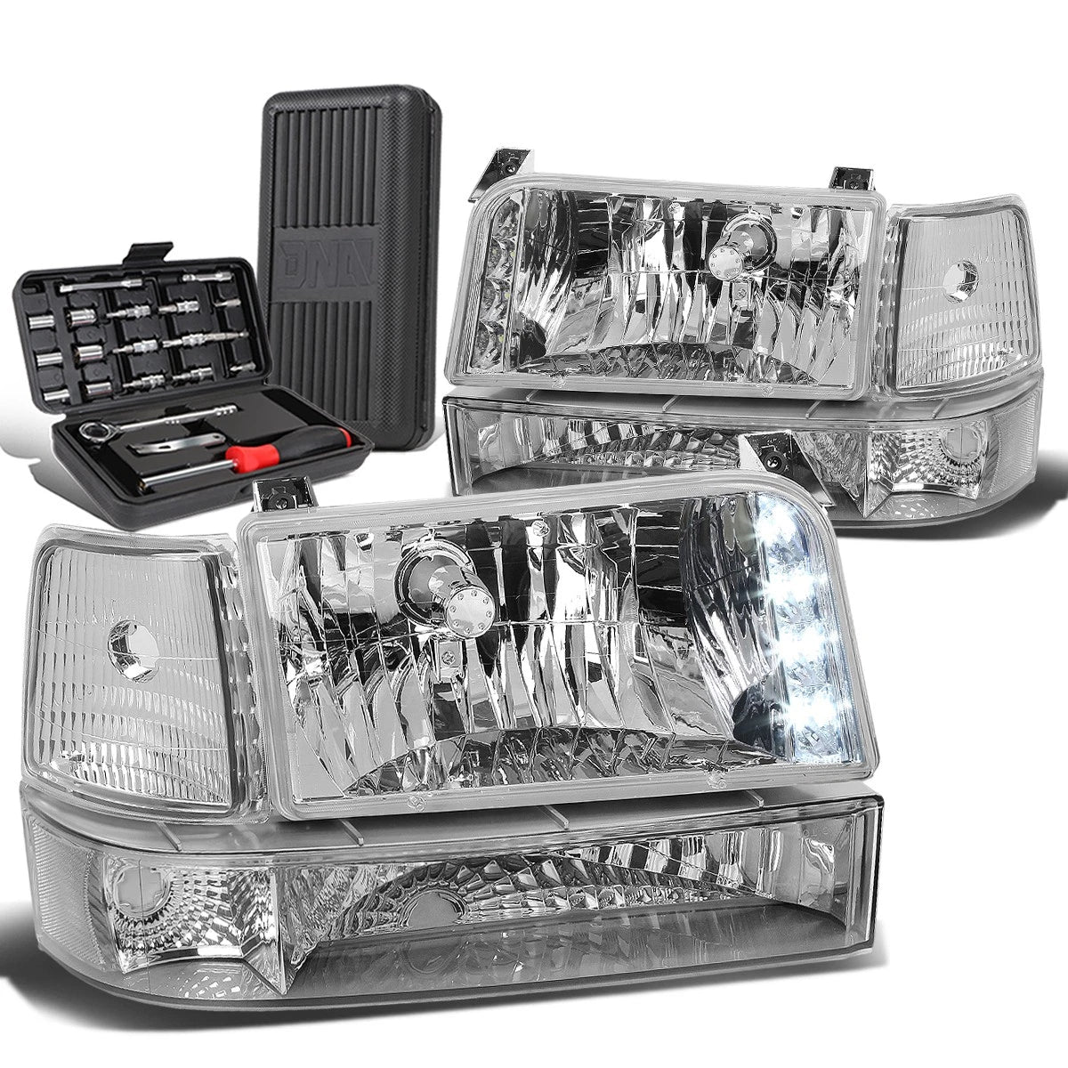 For 1992-1996 Ford F-series Led Drl Chrome Clear | Built Supply Co