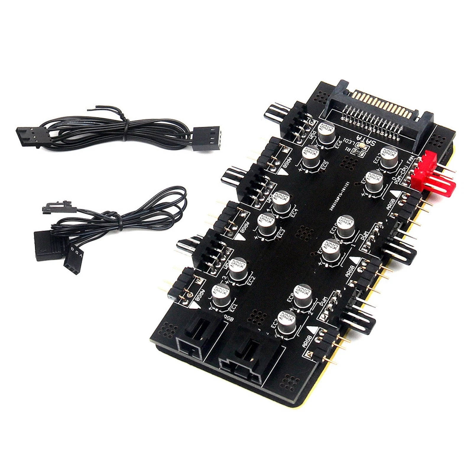 1 To 6 Way Cooling Fan Hub Splitter Sata 12V 4pin Pwm Adapter Speed