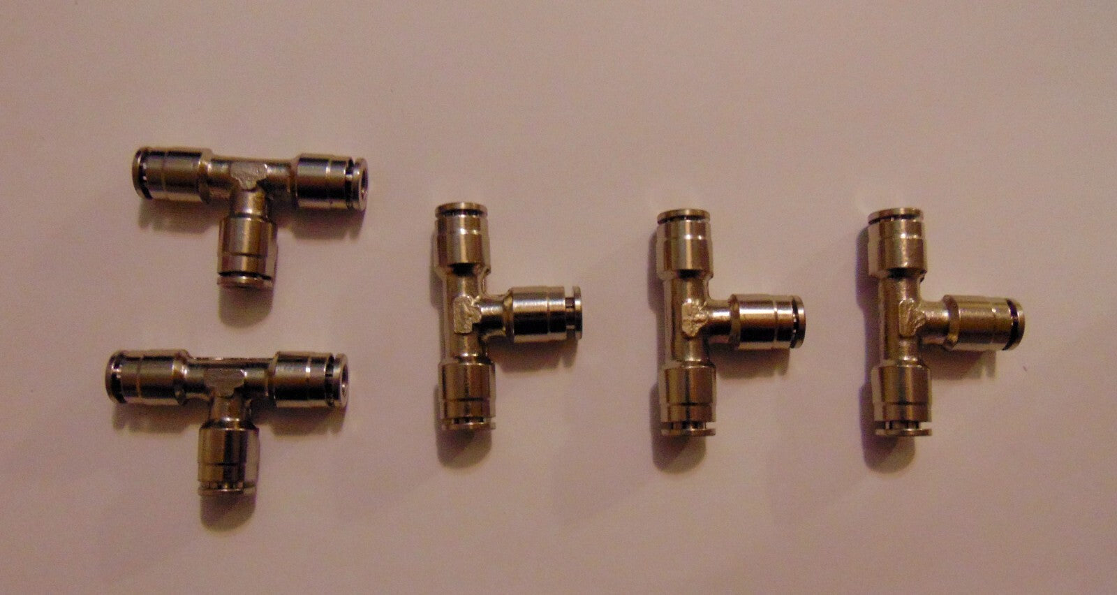 Tube Fitting Metal TEE Union Push In to Connect 1/4 OD 5 PCS