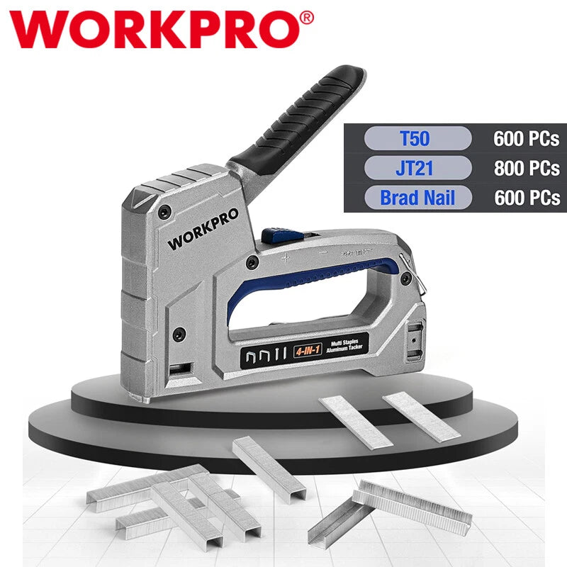 Workpro 4-in-1 Heavy-duty Staple Gun W/ Staples Brad Nails Stapler