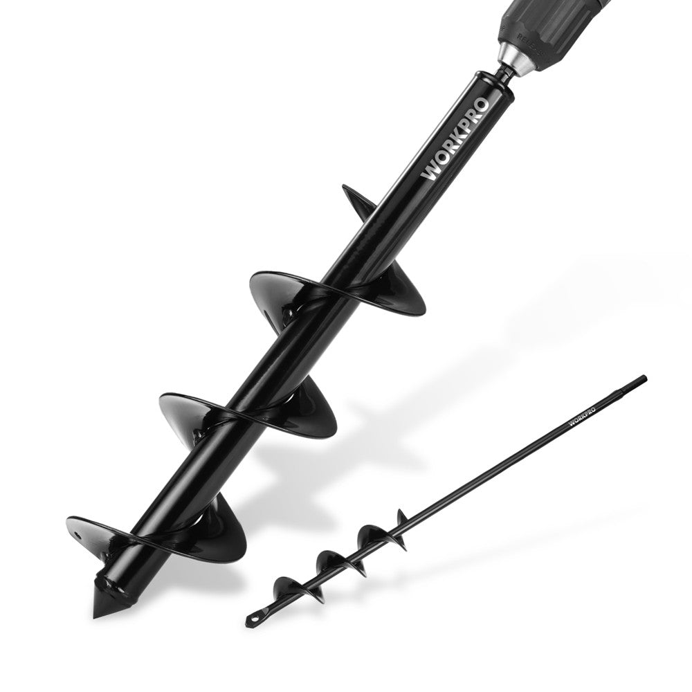 WORKPRO 2PC Auger Drill Bit Set 1.6x16" & 3.5x16" Garden Auger Bits