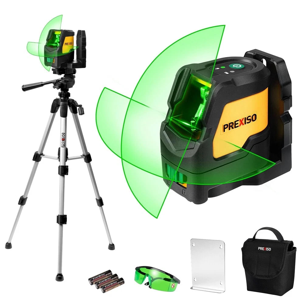 PREXISO Laser Level Self Leveling 100Ft Dual Module 150° Angle Cross Line Lasers