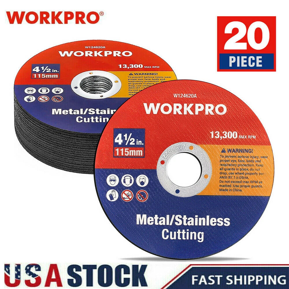 WORKPRO 20 Pack Cut-Off Wheels 4-1/2 x7/8 inch Angle Grinder Metal Cutting Disc