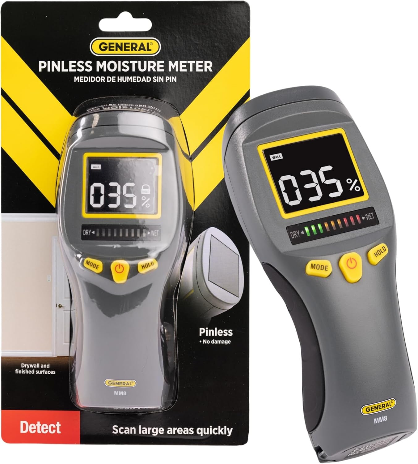 LCD Moisture Meter #MM8 - Leak and Humidity Detector - Pinless and