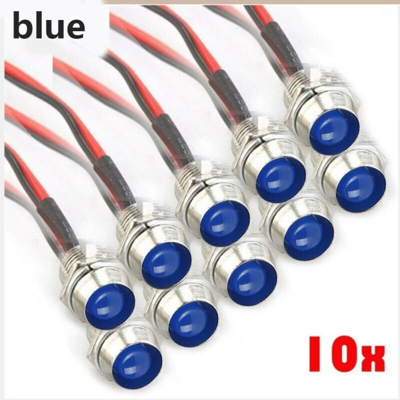 Small Indicator 20cm Wire Water-proof 8mm 12V Accessories Blue Boat