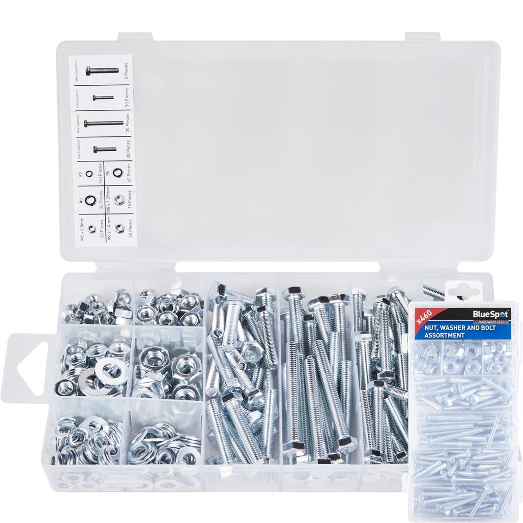 BlueSpot 460pc Assorted DIY Workshop Storage Zinc Nut Washer And Bolt Set by BlueSpot