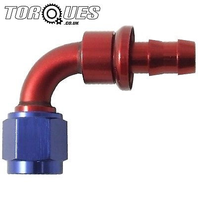 AN -6 (6AN AN6) 90 Degree 8mm 5/16" Barb Push on Hose Fitting