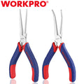 WORKPRO 2PC Mini Needle Nose Pliers Set Long Nose Bent Nose 6"