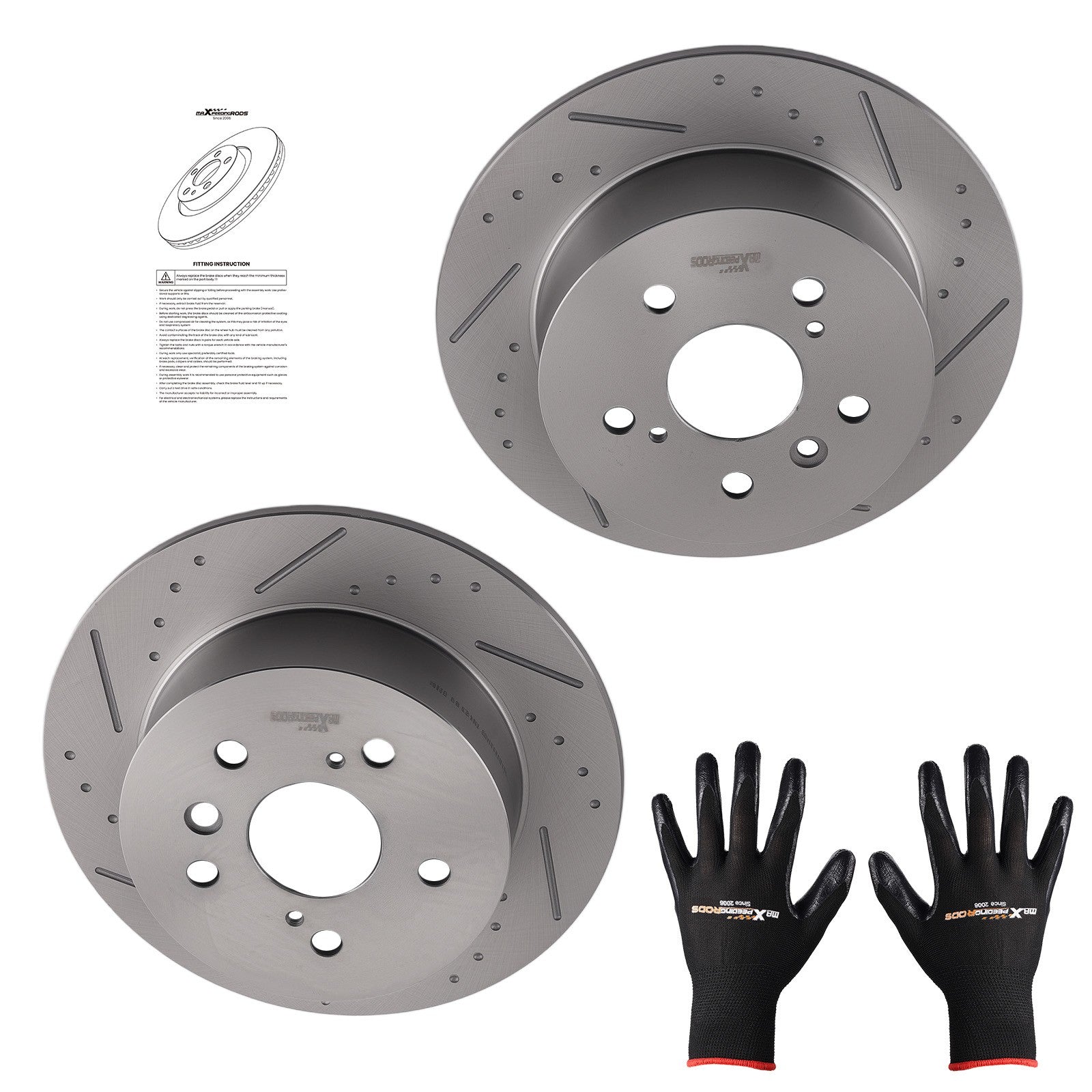 Rear Drille&Slotted Brake Rotors for Toyota Avalon 2008-2012 Camry