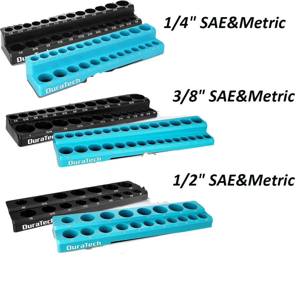 Duratech Magnetic Socket Organizer Set Drive Sae&metric Socket Holders