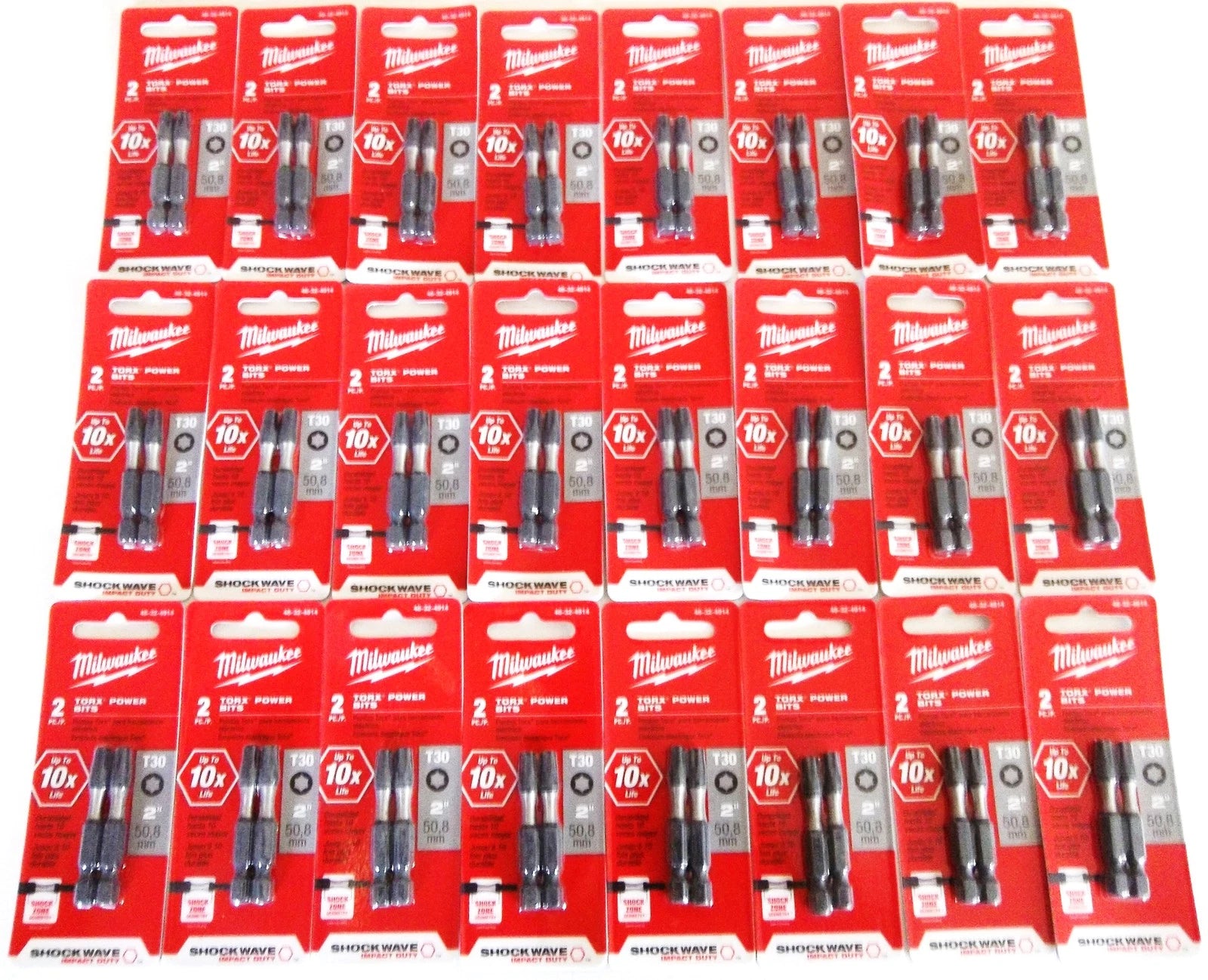 48 MILWAUKEE SHOCKWAVE 2" IMPACT T30 TORX STAR MAGNETIC SCREW BITS 48-32-4914