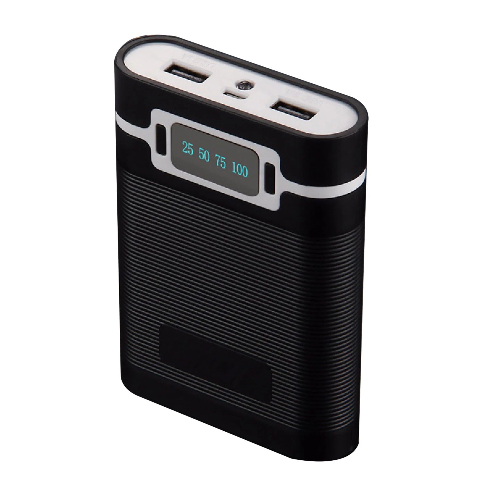 Dual Usb Ports 5V/2.5a 2000-12000mah Power Bank Diy Case For 4*18650