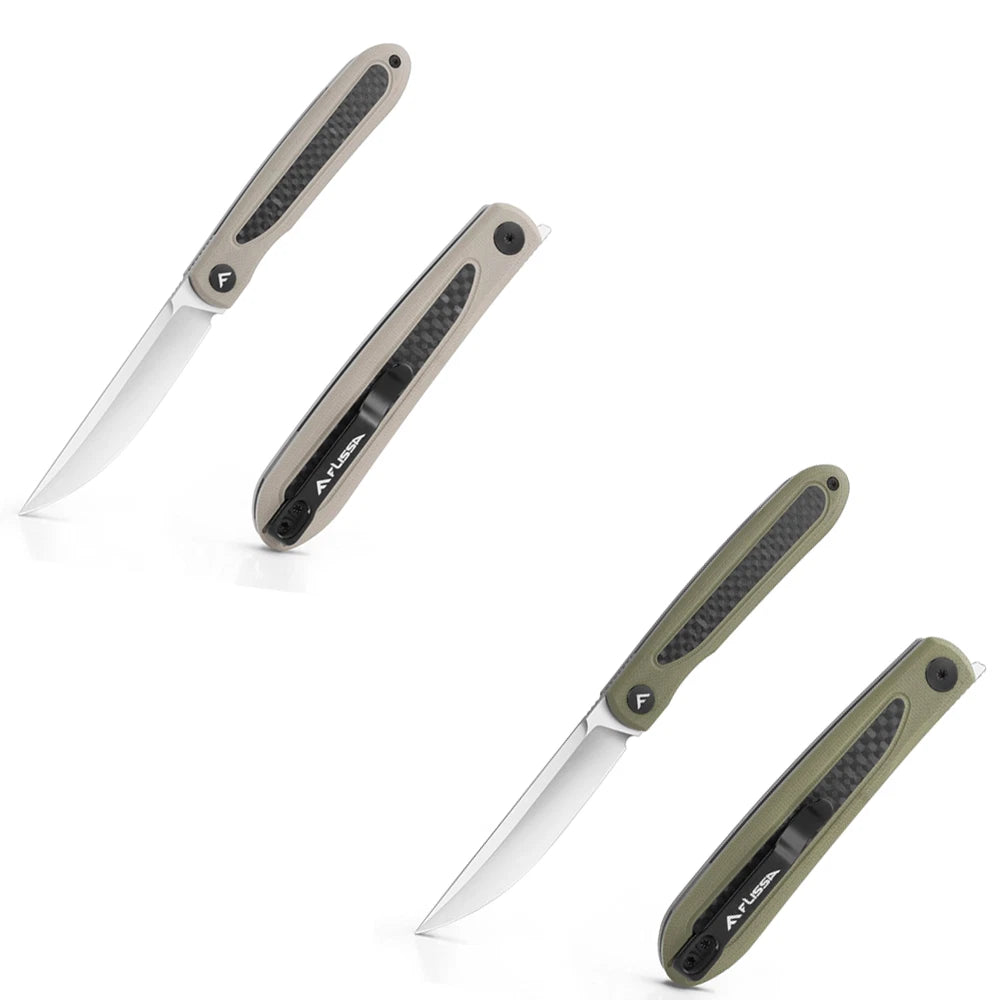 Flissa Folding Pocket Knife Front Flipper Open Carbon Fiber-g10