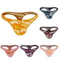 Men's Comfortable Lace Print Thongs Low Rise Underwear With T Back
