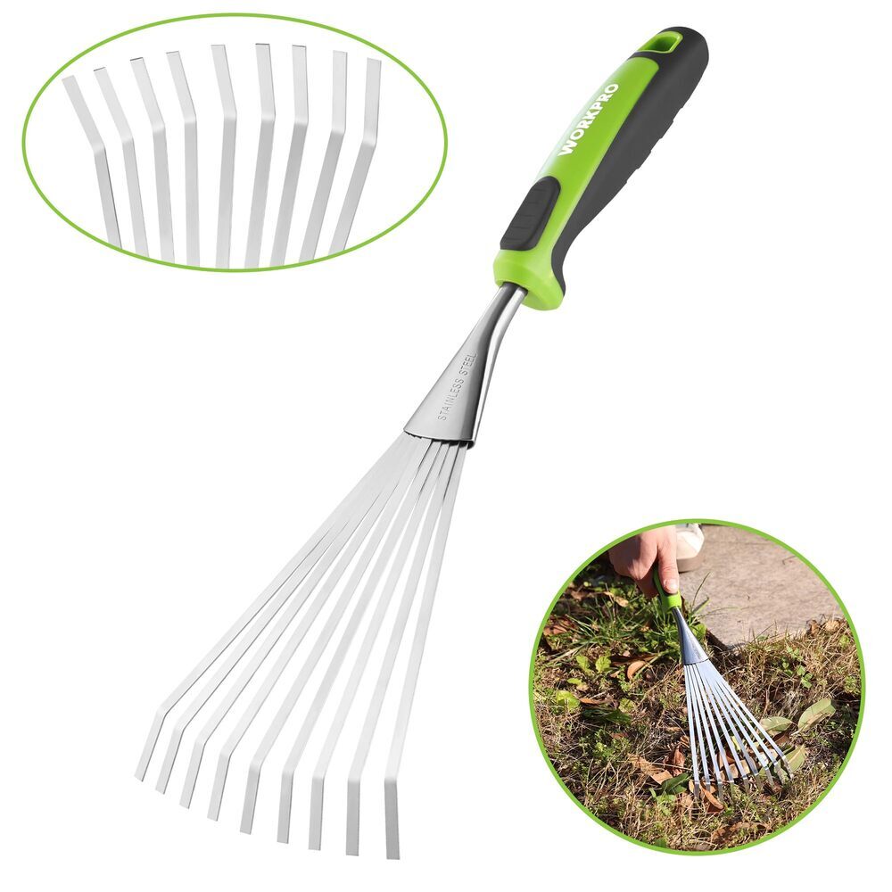 Workpro 16" Heavy Duty Stainless Steel Garden Hand Rakes for Loosening
