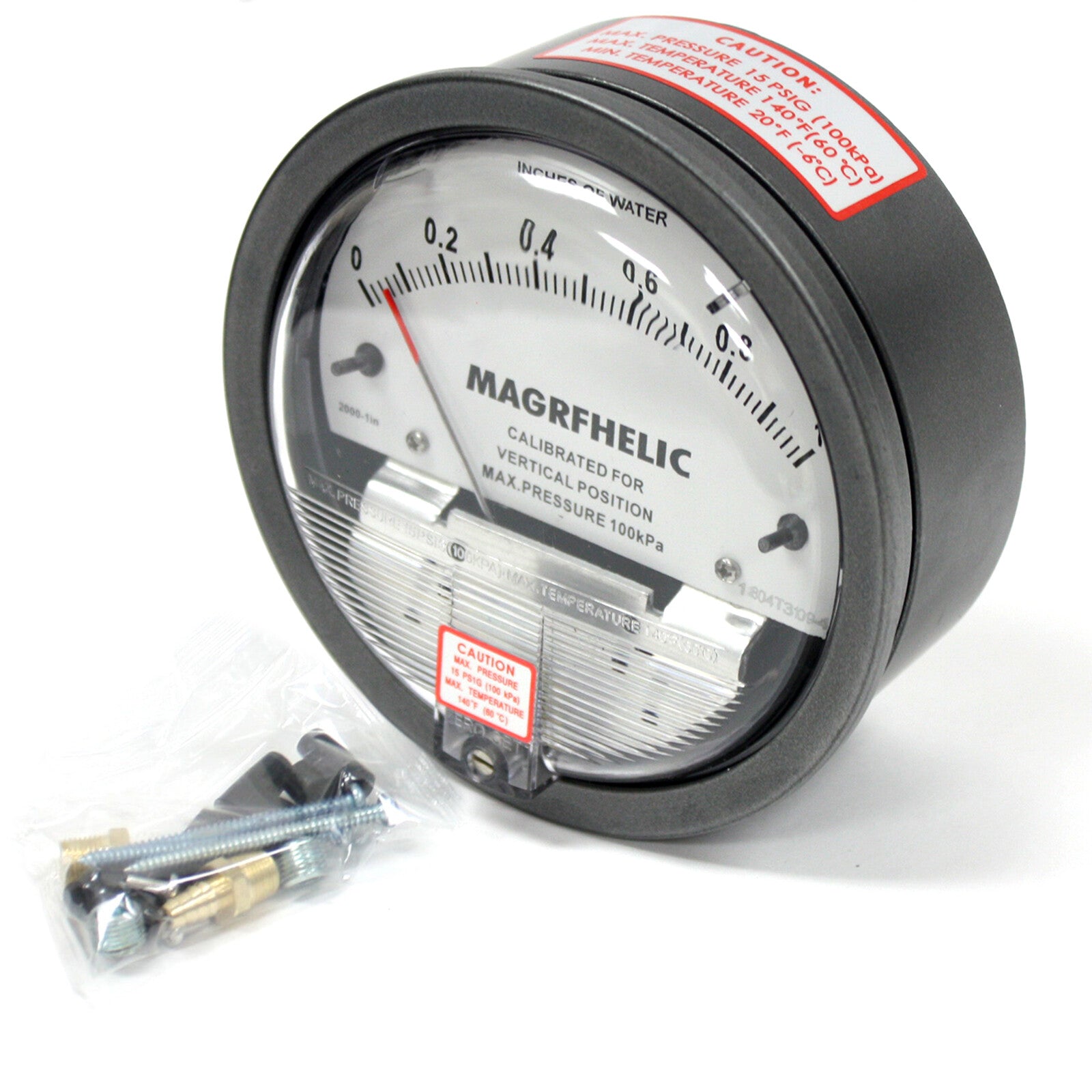 1 Inches of Water Vertical Scale Manometer Differential Pressure Vacuum Gauge 1"