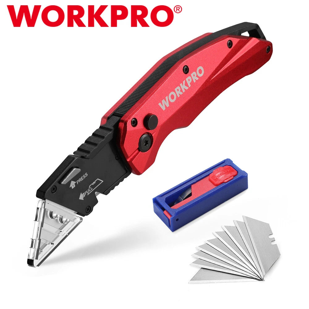 Workpro Folding Utility Knife Heavy Duty Metal Axis Lock Box Cutter