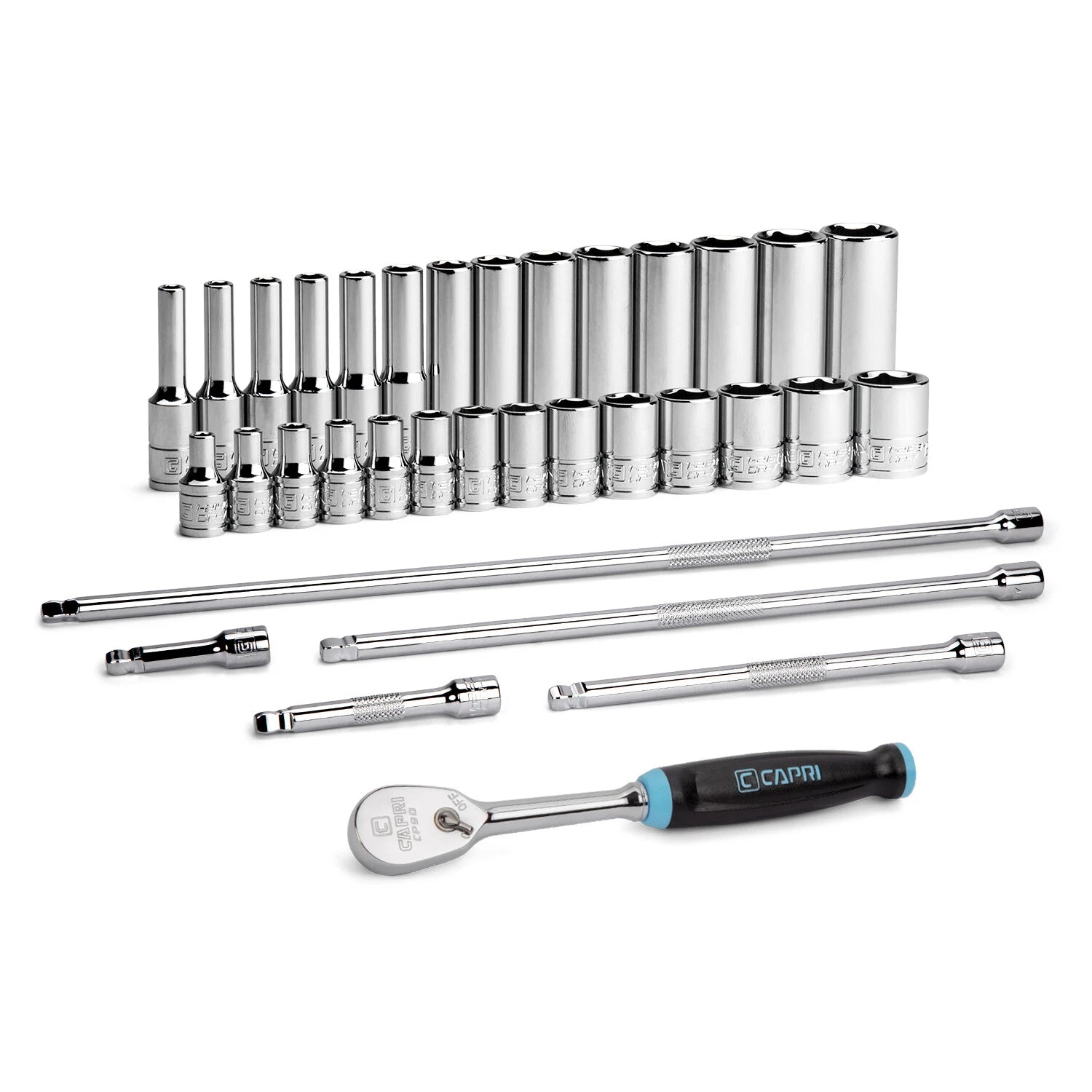 Capri Tools 1/4 In. Drive Master 6-point Socket Set, Metric, 34-piece