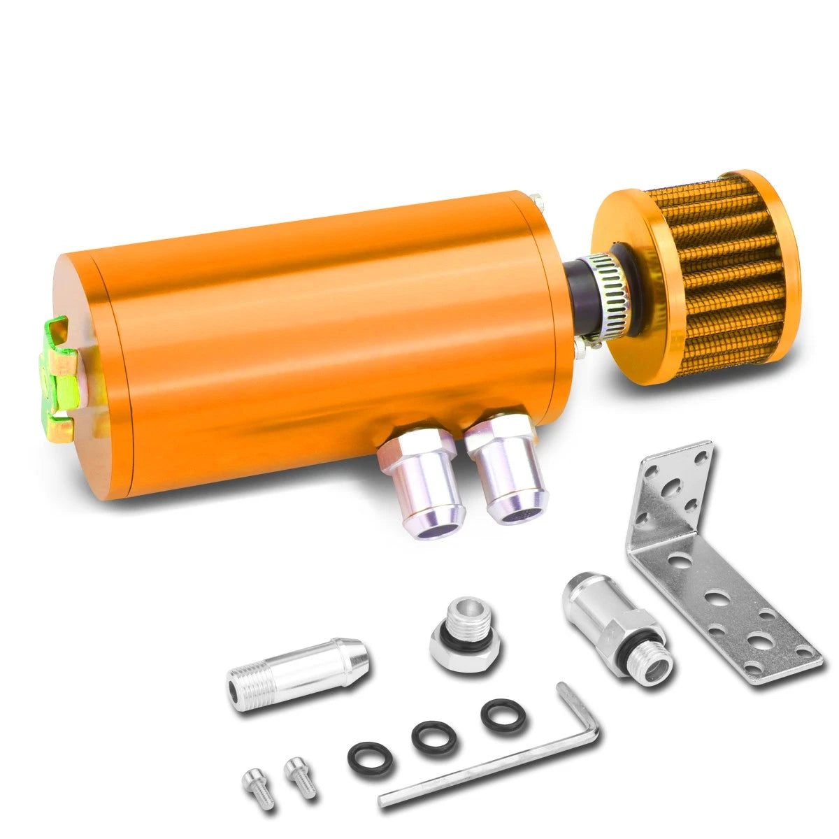 Orange 5.5"x2.4" Aluminum Engine Oil Catch Tank 140ml+filter Fit