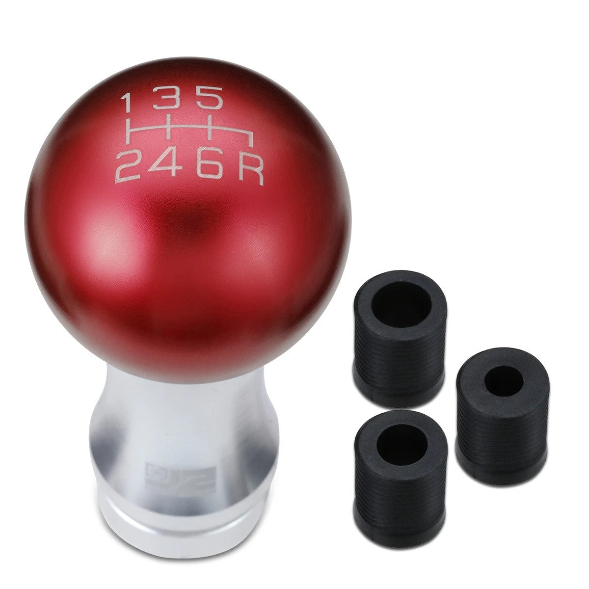 2-piece 48mm 6-speed Mt Aluminum Red Silver Shift Knob W/adapter-j2