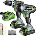 20V Cordless Drill Combo Kit Drill Driver&impact Driver 2x 2.0ah