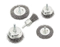 5pc Wheel Cup Flat End Steel Wire Brush Set 1/4in Shank Rotary Grinder Drill