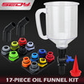 Engine Oil Funnel Set 12 Adapters Elbow Arrow Screen Magnetic Storage