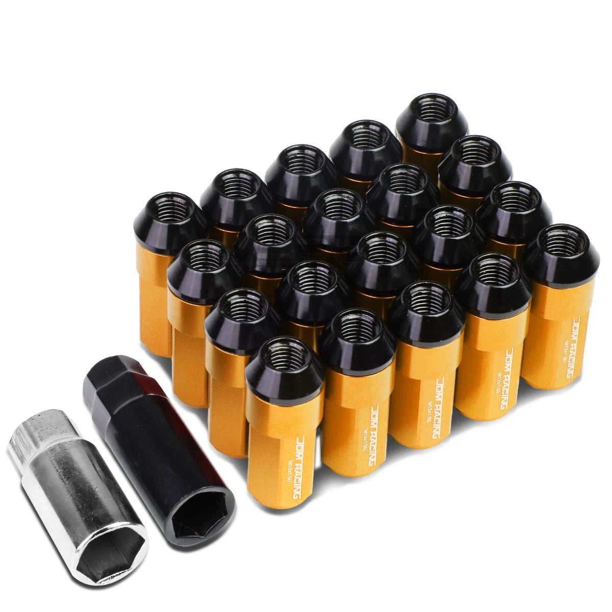 M12x1.5 53mm Tall 23mm Od Orange Aluminum Jdm Lug Nuts With