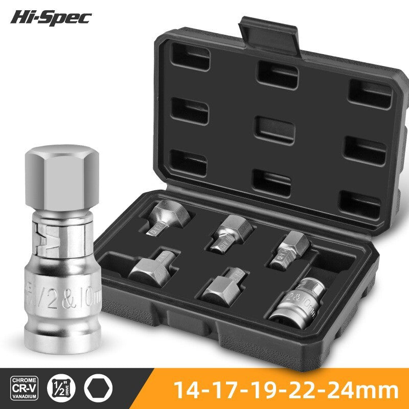 6PC Jumbo Hex Allen Key 1/2" Dr. Socket Bits Set: H14,17,19,22,24mm