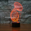 3d Lamp Led Night Light Gift Room Decor French Horn Model 7 Colours