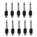 10pack Rca Female Jack To 6.3mm 1/4" Male Mono Plug Audio Adapter