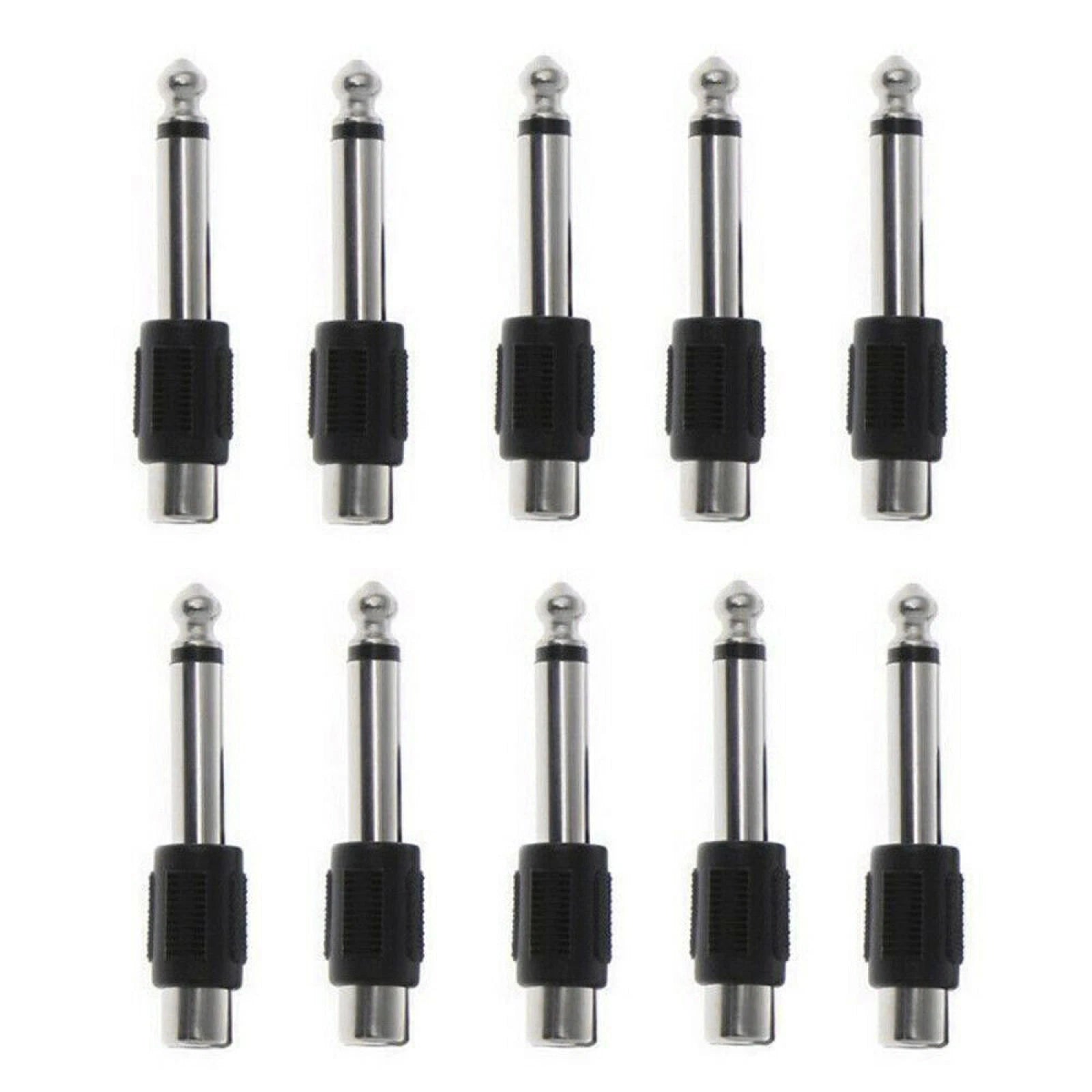10pack Rca Female Jack To 6.3mm 1/4" Male Mono Plug Audio Adapter