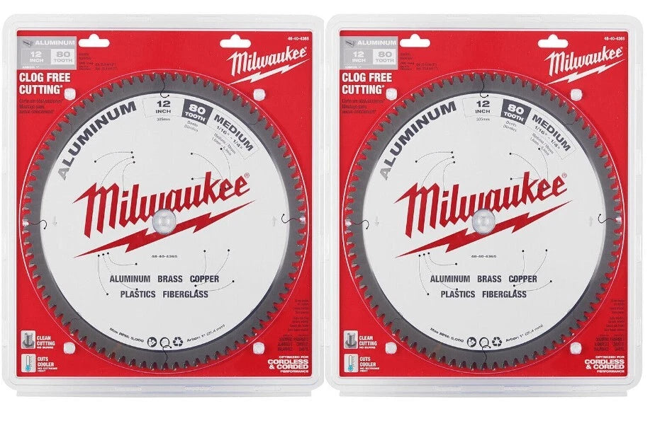 2 MILWAUKEE 12" ALUMINUM METAL CUTTING CARBIDE CIRCULAR SAW BLADE 80T 48-40-4365