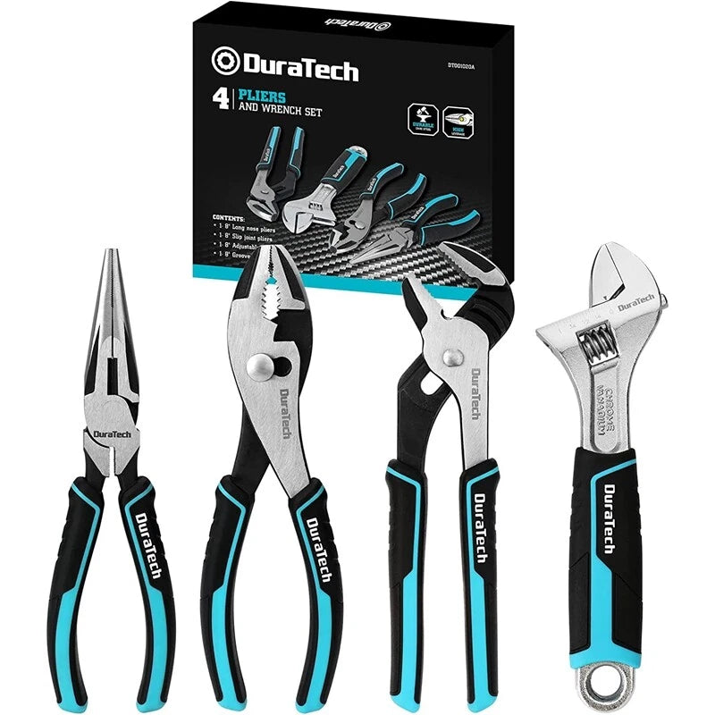 Duratech Pliers Set Alloy Steel 8"adjustable Wrench 8"groove Joint