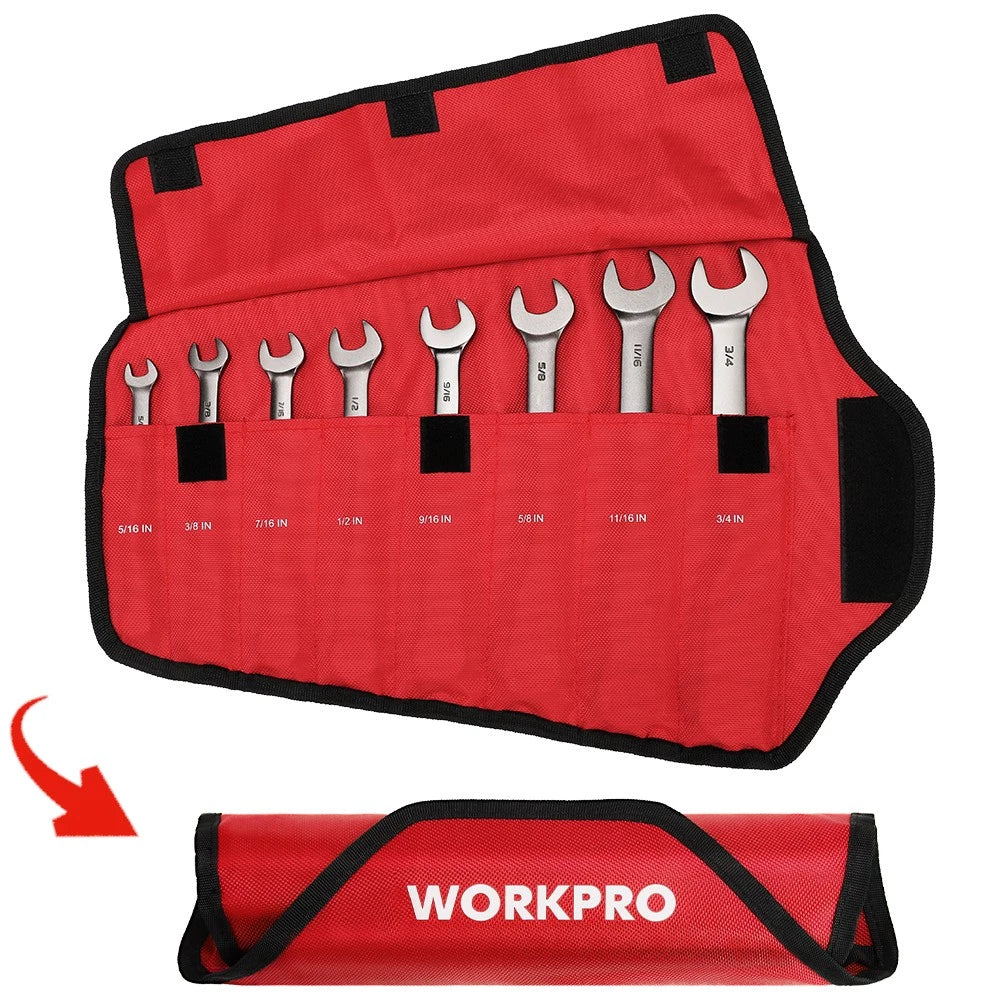 WORKPRO 8PCS Flex-Head Ratcheting Combination Wrench Set SAE 72-Teeth 5/16"-3/4"