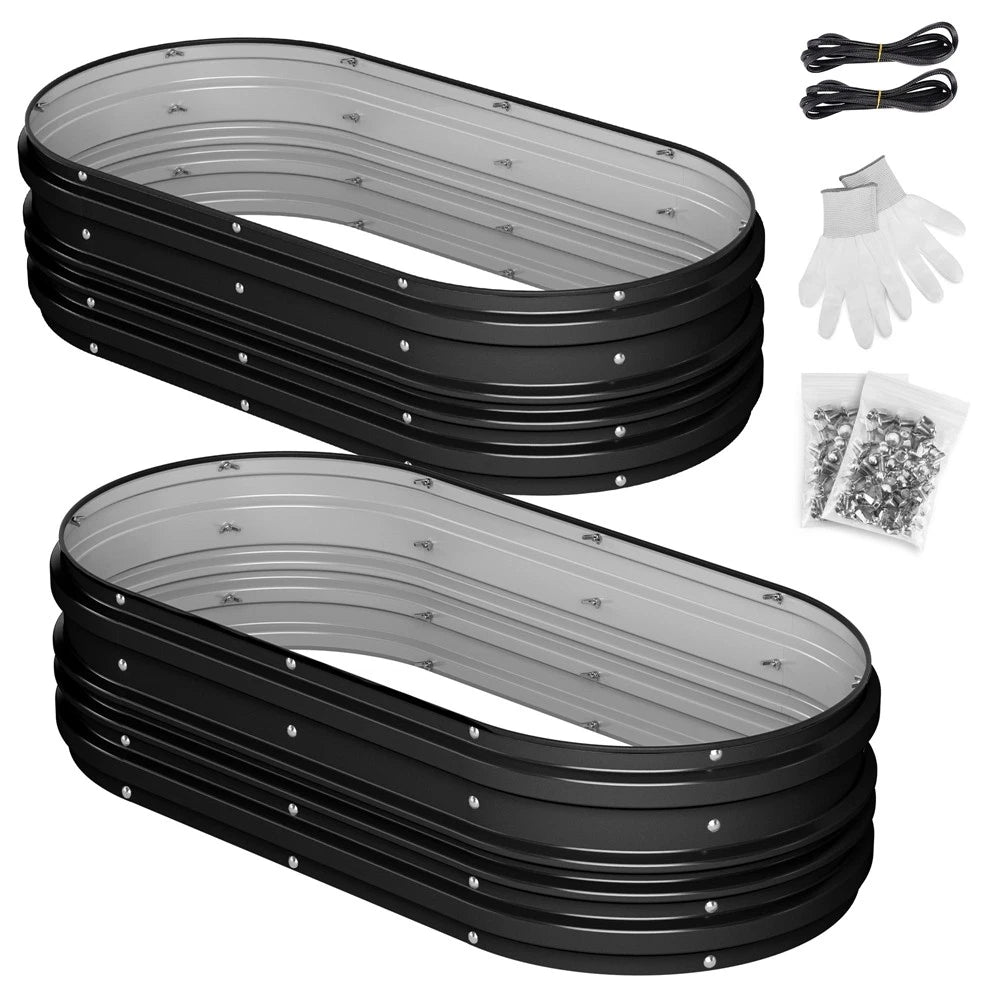 Workpro 2pk Galvanized Raised Garden Bed Kit 4x2x1ft Rust & Corrosion