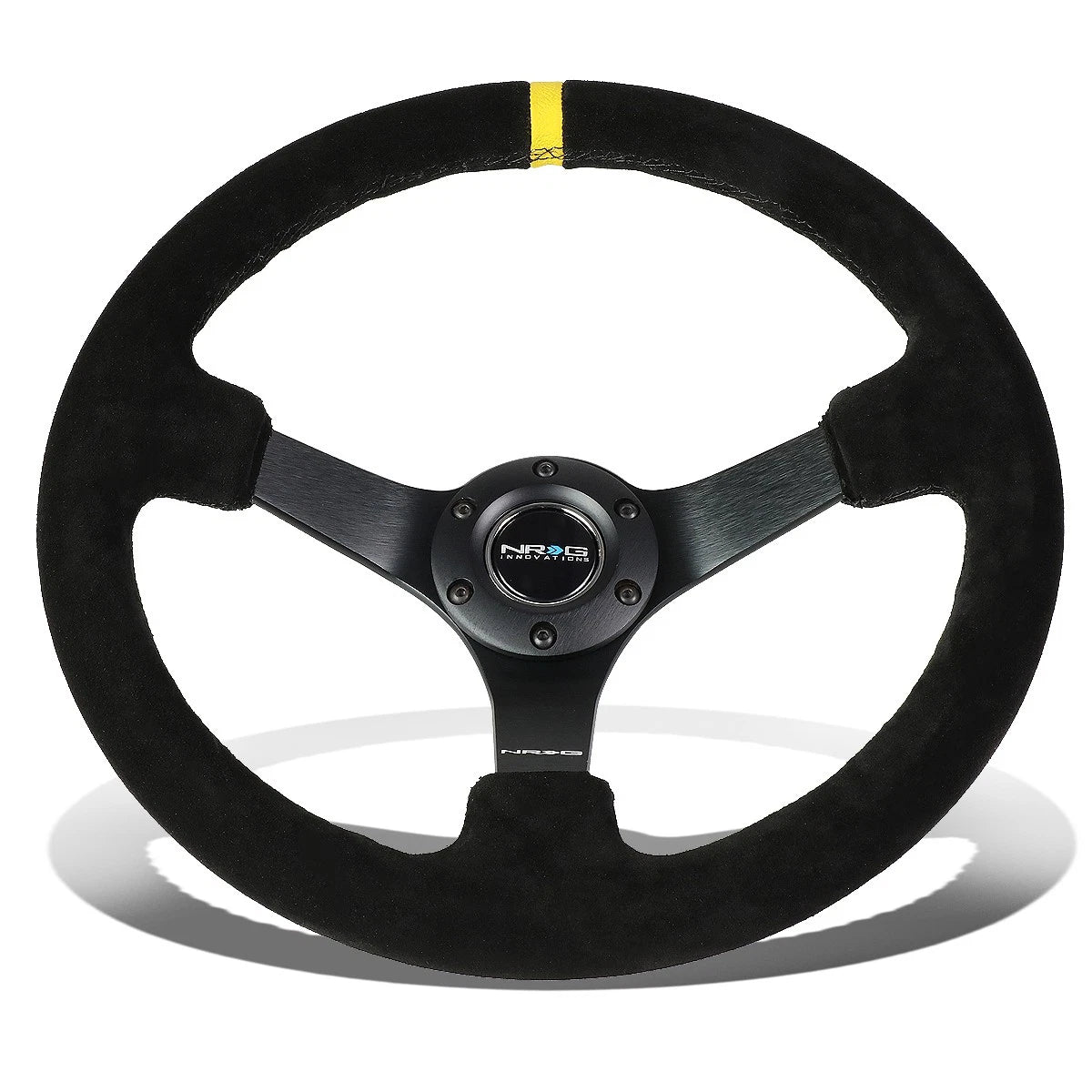 Nrg Reinforced 35cm 3"deep Dish Black Suede Yellow | Built Supply Co