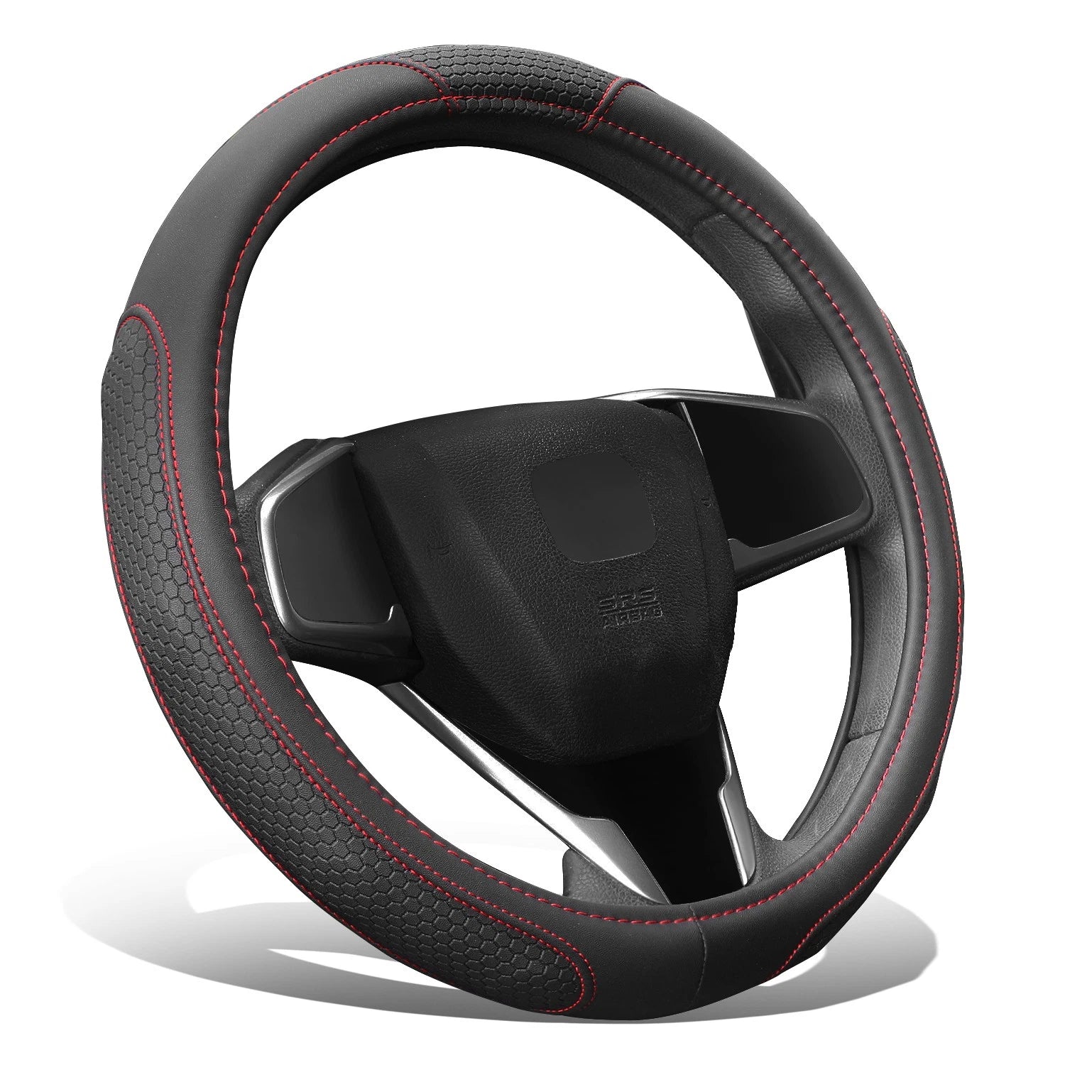 Black Hexagon Pattern Side Insert W/ Stitching Steering Wheel Cover