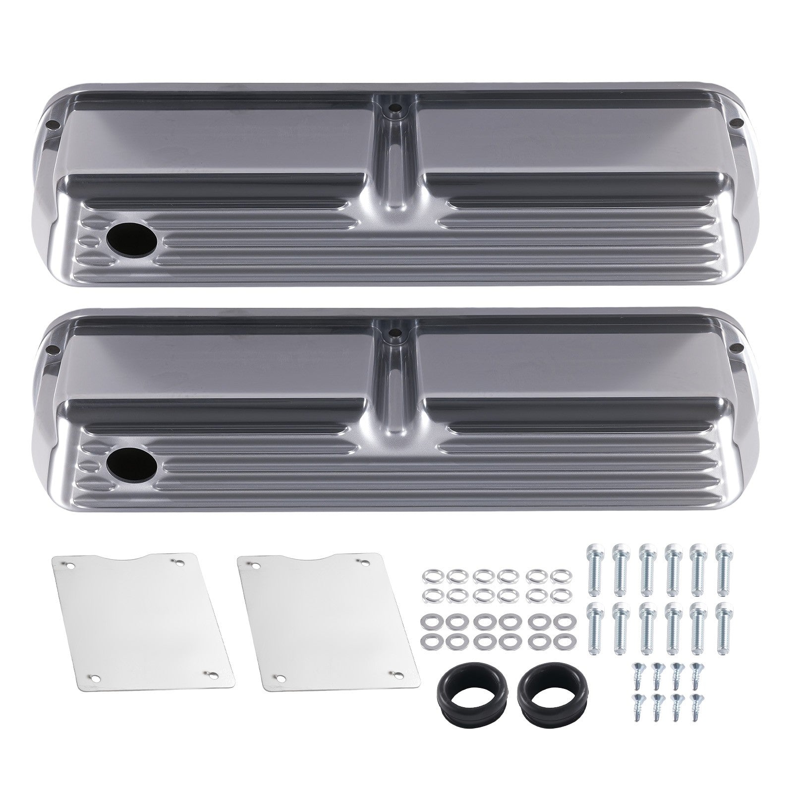 Polished Finned Tall Valve Covers for Ford 289 302 351W 1962-85