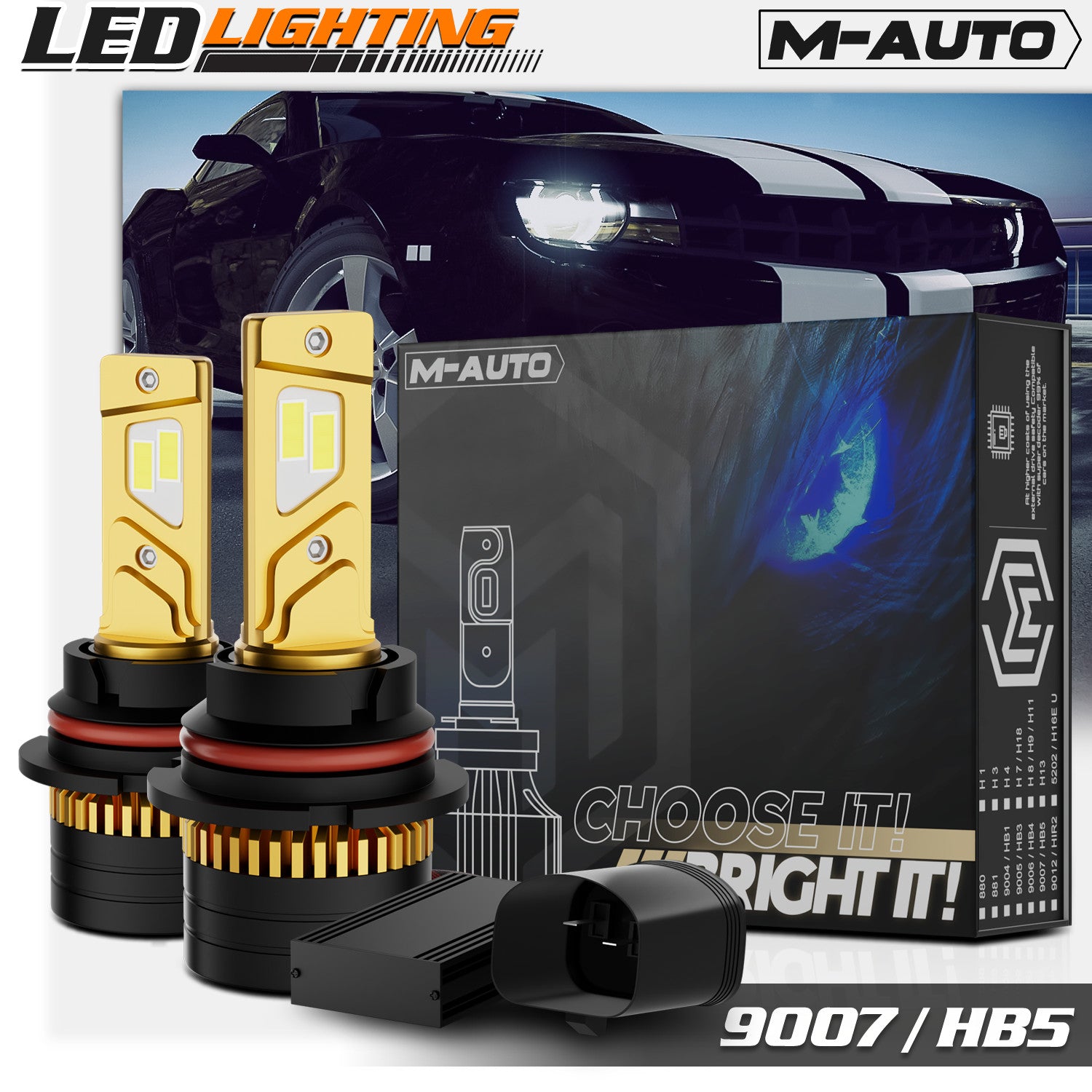 Pair HB5 9007 6500K Headlight LED Bulb High/Low Beam Fo