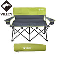 VILLEY Double Camping Chair Heavy Duty Padded Portable Folding Camp