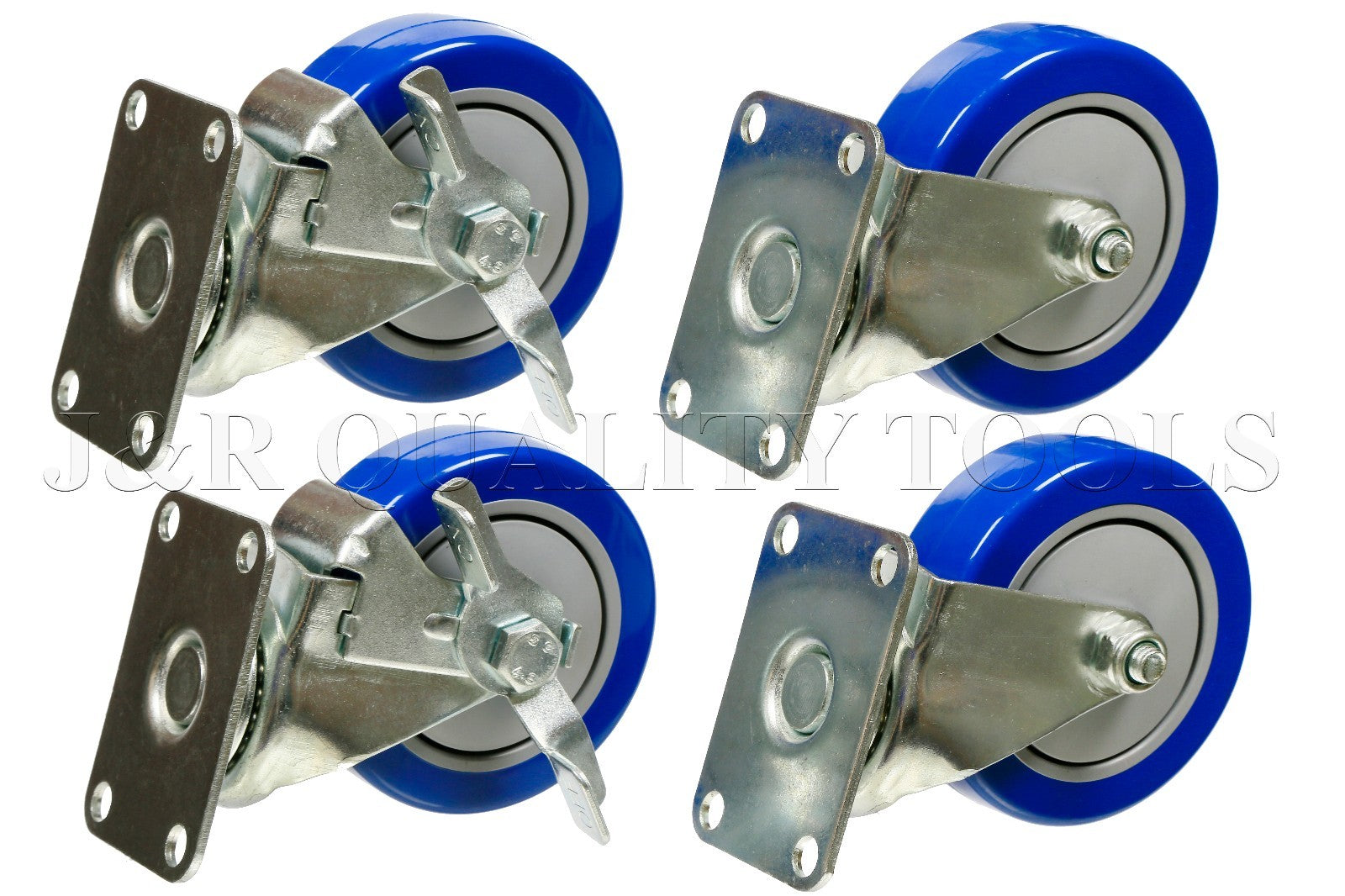 4PC 4" Wheel Swivel Plate Casters with Brake