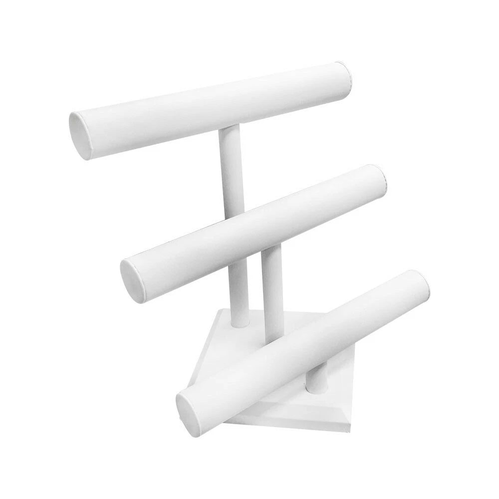 3 Tier Bar Bracelet Jewelry Display Stand Bangle Watch White Faux