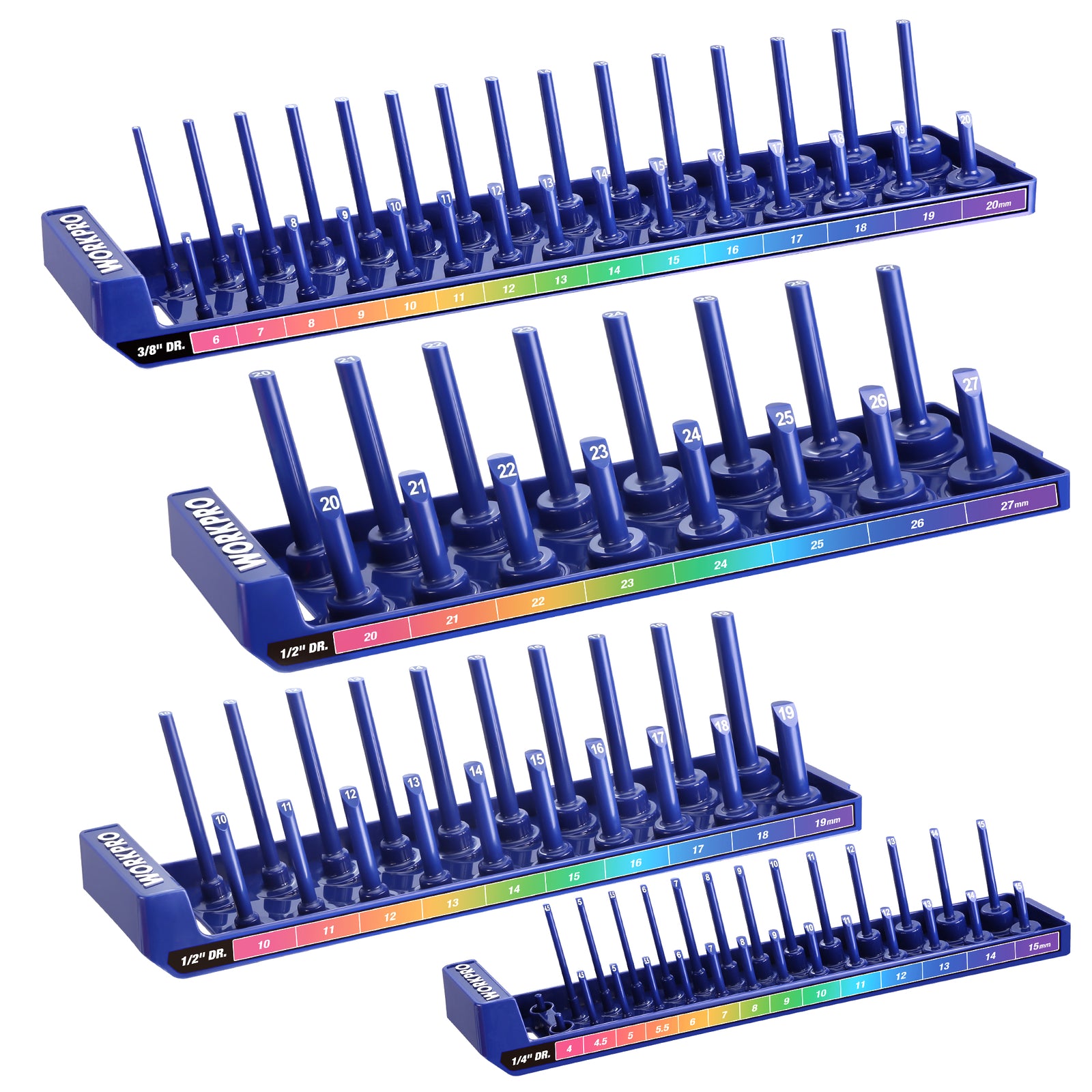 WORKPRO Socket Organizer Set 4-Piece Drive Holder Metric by WORKPRO