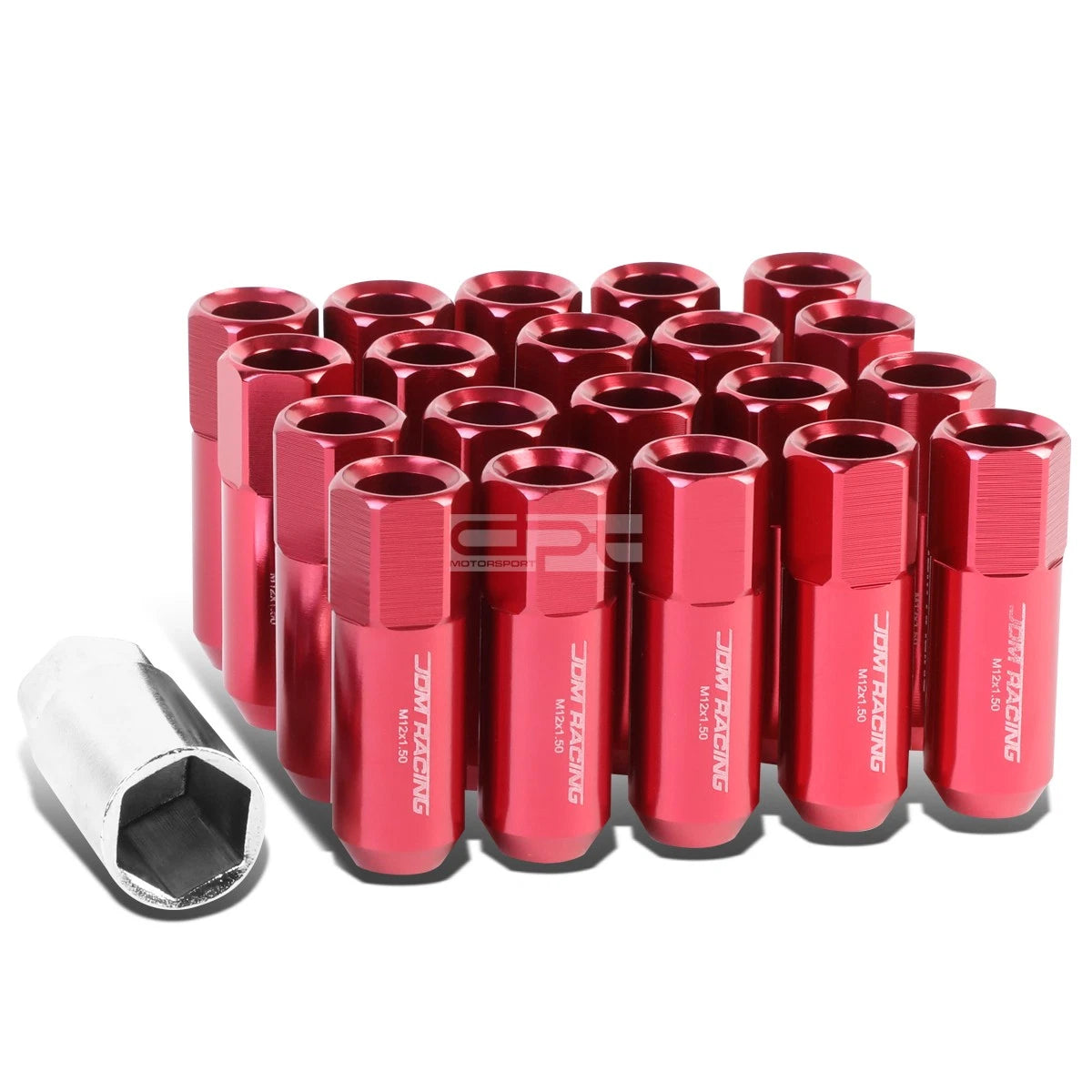 M12 X 1.5 Extended Aluminum Wheel Acorn Tuner Lug Nuts Red