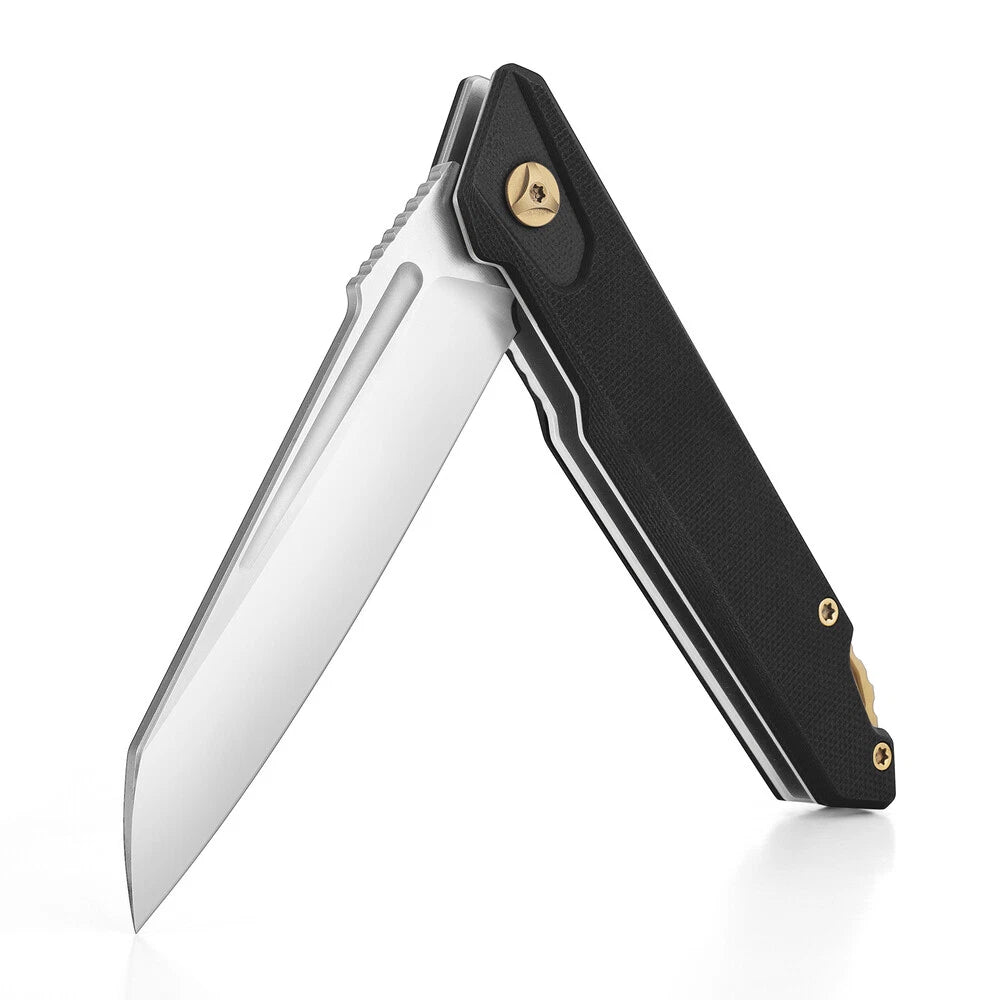 FLISSA 4.5" Folding Knife G10 Handle D2 Steel Blades Anti-Slip Liner Lock w/Clip