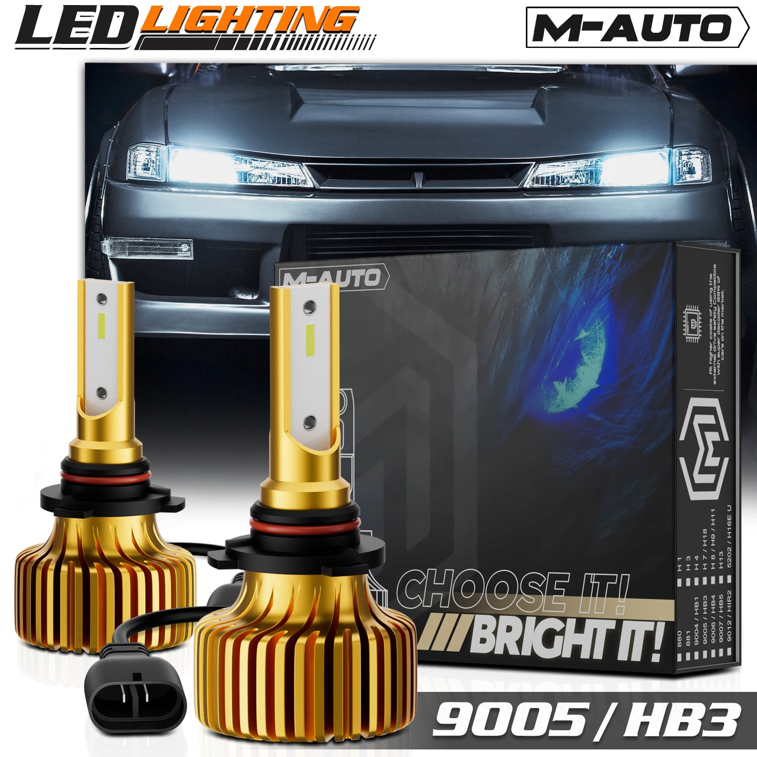 2PC HB3 9005 6500K CSP LED Headlight Bulb High/Low Beam